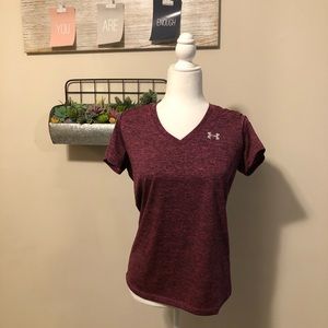 UA Heathered Pink Vneck SS Tshirt